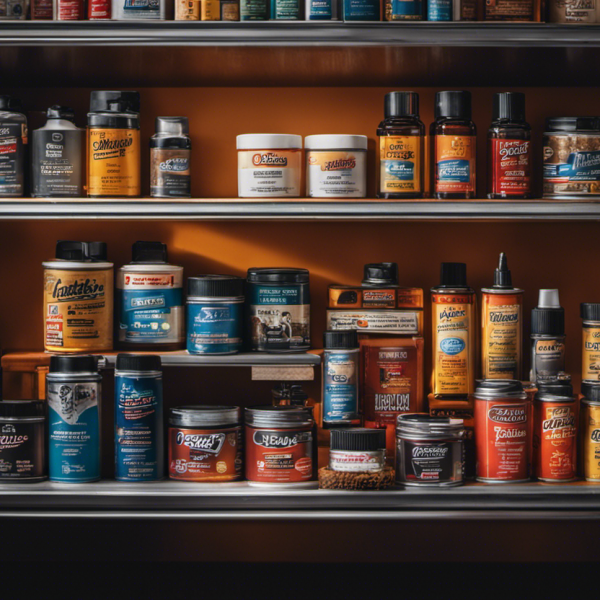 An image showcasing a wide array of high-quality car grease products, neatly organized on a well-lit display shelf